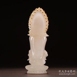 清代 和田玉包金观音摆件